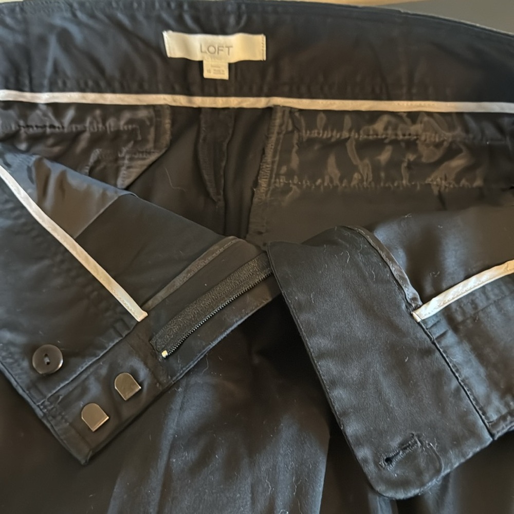 Ann Taylor Loft Women’s Stretch Straight Leg Trousers Black Stretch Twill 14 - Picture 7 of 12